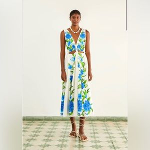 NWOT FARM Rio Off-White Romantic Garden Midi Dress size M